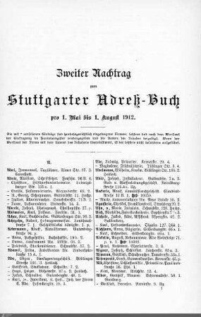 Nachtrag zum Stuttgarter Adreßbuch, 01.05.-01.08.1912