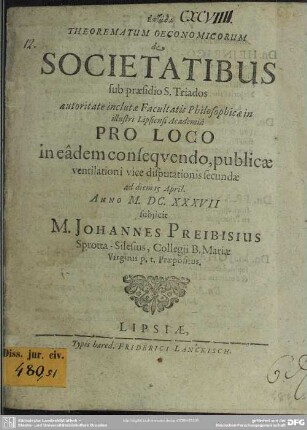 Theoremata oeconomica societatibus