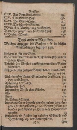 Das andere Register / Welches anzeiget die Sachen / so in diesen Anmerckungen begriffen seyn