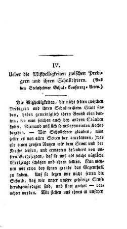 Ueber die Mißhelligkeiten zwischen Predigern und ihren Schullehrern : (Aus den Steinheimer Schul-Conferenz-Acten.)
