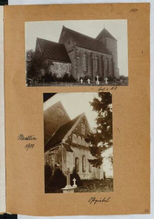 Kirche, Mestlin: Ansicht, Ansicht von Osten (aus: Skizzen- und Fotoalbum 25)