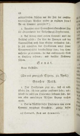 Ein und zwanzigste Sitzung. 30. April - Dreissigste Sitzung. 9. May