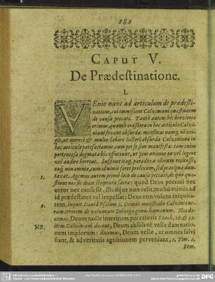 Caput V. De Praedestinatione