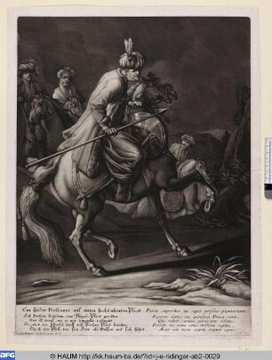 Ein stolzer Persianer auf einem hochtrabenden Pferd