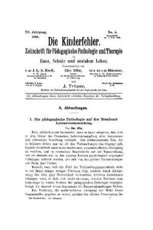 Die pädagogische Pathologie auf der Breslauer Lehrerversammlung