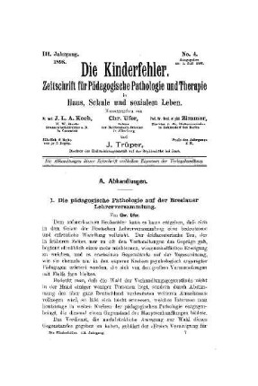 Die pädagogische Pathologie auf der Breslauer Lehrerversammlung