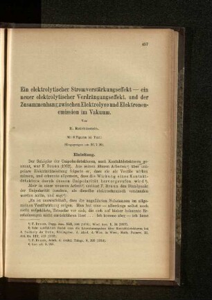 Ein elektrolytischer Stromverstärkungseffekt-ein neuer elektrolytischer Verdrängungseffekt, und der Zusammenhang zwischen Elektrolyse und Elektronenemission im Vakuum.
