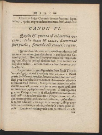 Canon VI. Qualis & quanta est cohaerentia vocum, talis etiam & tanta ...