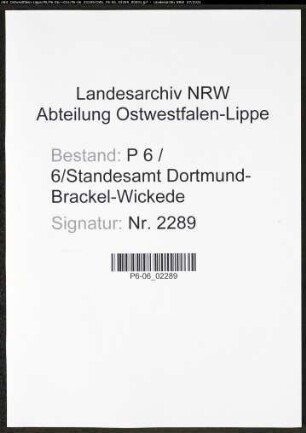 Heiratsregister Standesamt Dortmund-Brackel-Wickede(XVII)