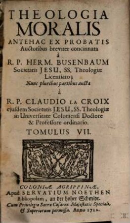Theologia Moralis, Tomulus VII.