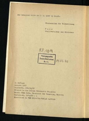 Der Lehrplan tritt ...