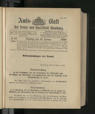 No. 13, 18. Januar 1920