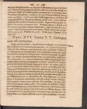 Thes. XVI. Textus V. T. Hebraeus non est corruptus.