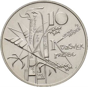 Künstlerprobe von Victor Huster für eine 10 Euro-Münze auf die Fußball-Weltmeisterschaft 2006