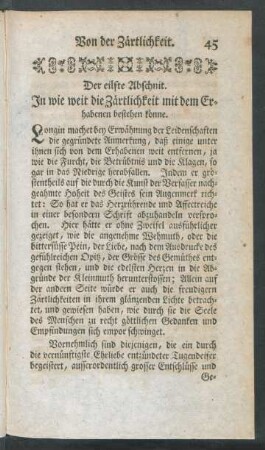 Der eilfte Abschnit. In wie weit die Zärtlichkeit mit dem Erhabenen bestehen könne