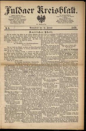 Erste Ausgabe vom Samstag, den 14. Januar 1899.