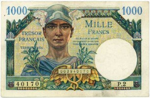 Geldschein, 1.000 Francs, 1947