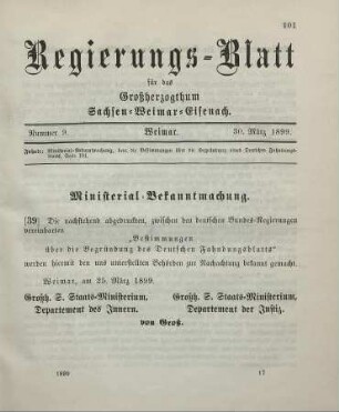 39. Ministerial-Bekanntmachung, betreffend die Bestimmung über die Begründung eines Deutschen Fahndungsblatts