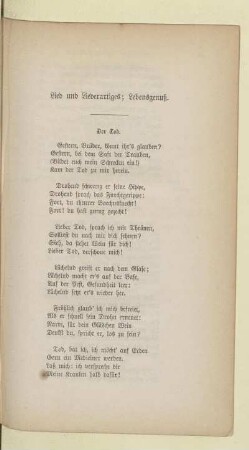 Lied und Liederartiges; Lebensgenuß