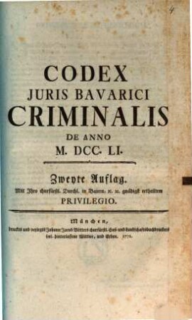 Codex Juris Bavarici Criminalis De Anno M.DCC.LI.