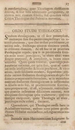 Ordo studii theologici.