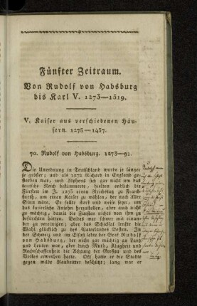 Fünfter Zeitraum. Von Rudolf von Habsburg bis Karl V. 1273-1519.