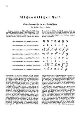 Schreibunterricht in der Volksschule : [Nichtamtlicher Teil]