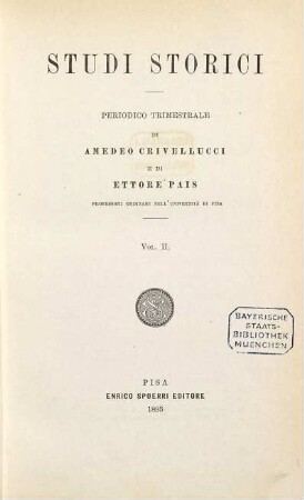 Studi storici. 2. 1893