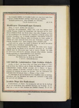 1207 feindliche Landeseinwohner Opfer feindlicher Geschosse.