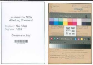 Entnazifizierung Ilse Glessmann , geb. 01.04.1922 (Kuechenhilfe)