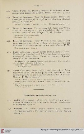 Porcelaines et faiences diverses (Nr.455-475)