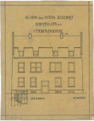 Billing, Hermann; Karlsruhe, Scheffelstr. 62; Haus Bischof - Vorderfassade (Ansicht)