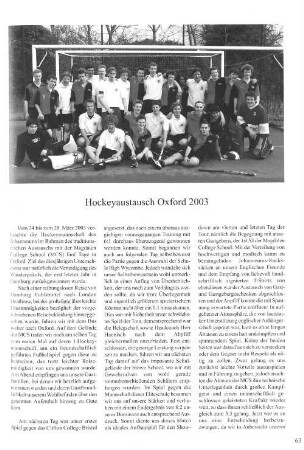 Hockeyaustausch Oxford 2003