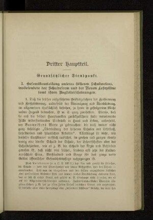 Dritter Hauptteil. Grundsätzlicher Standpunkt.