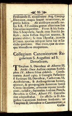Collegium Canonicorum Regularium S. Augustini ad S. Dorotheam.