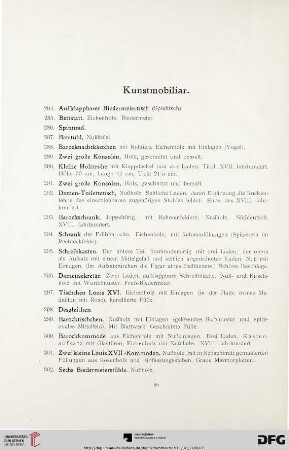 Kunstmobiliar (Nr. 284-338)