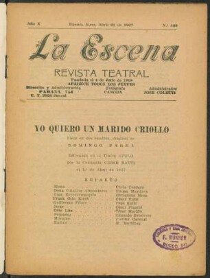Yo quiero un marido criollo : pieza en dos cuadros