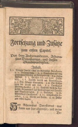 Fortsetzung und Zusätze zum ersten Capitel