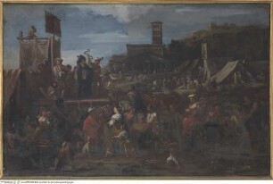 Markt und Bühnenaufführung vor der Basilika San Lorenzo fuori le Mura
