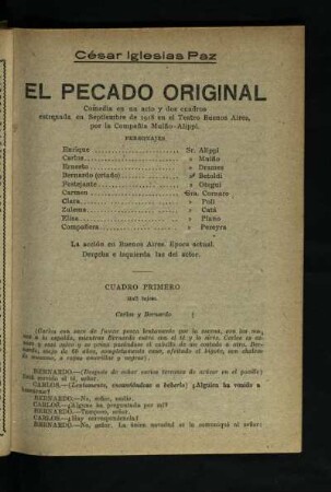 El pecado original : comedia en un acto y dos cuadros