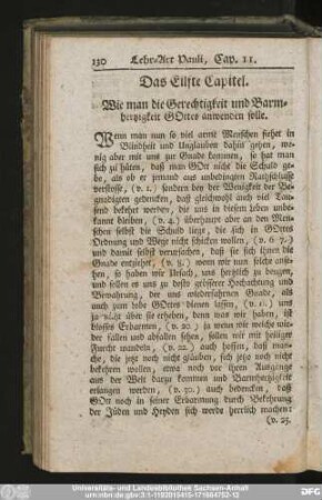 Das Eilfte Capitel. Wie man die Gerechtigkeit und Barmhertzigkeit Gottes anwenden solle.