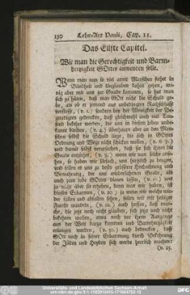 Das Eilfte Capitel. Wie man die Gerechtigkeit und Barmhertzigkeit Gottes anwenden solle.