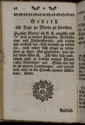 Gebeth alle Tage zu Maria zu sprechen.