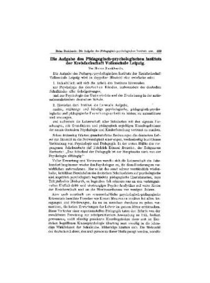 Die Aufgabe des Pädagogisch-psychologischen Instituts der Kreisfachschaft Volksschule Leipzig
