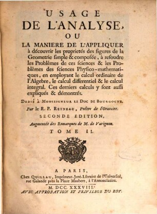 Analyse demontrée ..., 2. Usage de l'analyse