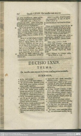 Decisio LXXIV. De incestu cum nepote ex sorore consanguinea commisso