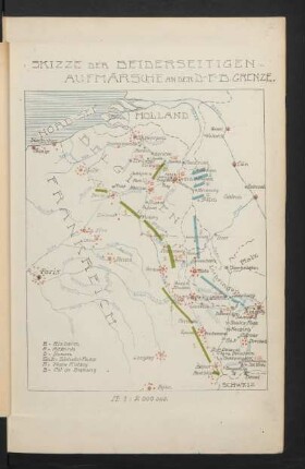 Skizze der beiderseitigen Aufmärsche an der D.-F.-B. Grenze