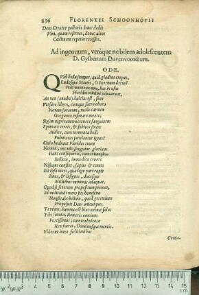 Ad ingenuum, verèque nobilem adolescentem D. Gysbertum Duvenvoordium.