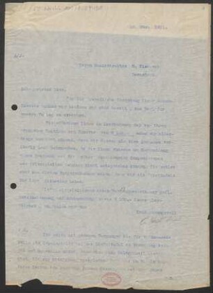 Brief an Martin Klassert : 15.03.1911