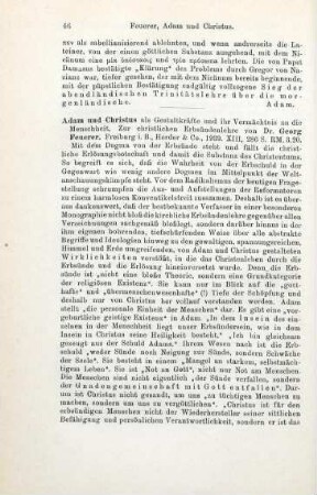 46-47 [Rezension] Feuerer, Georg, Adam und Christus als Gestaltkräfte und ihr Vermächtnis an die Menschheit